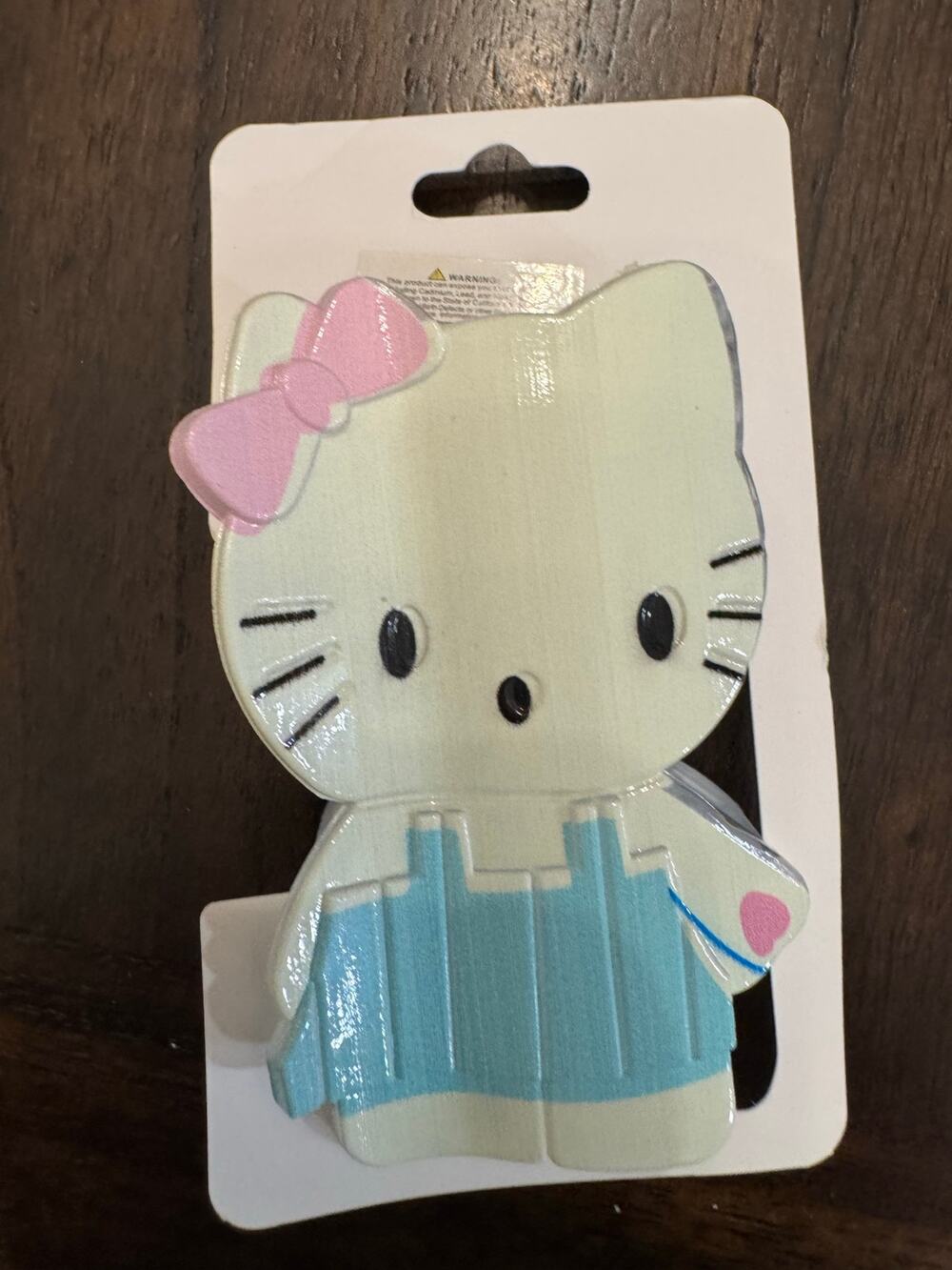 Large Hello Kitty hair clip claw with pink bow and blue dress